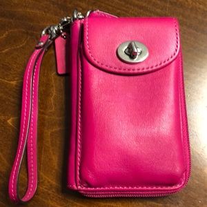 Coach and Four Pink Wristlet Clutch EUC